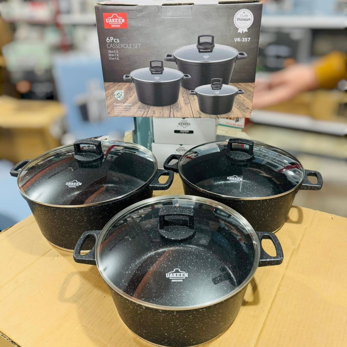 Uakeen Germany Induction Die-Cast Granite Cookware Set 6pcs VK-357